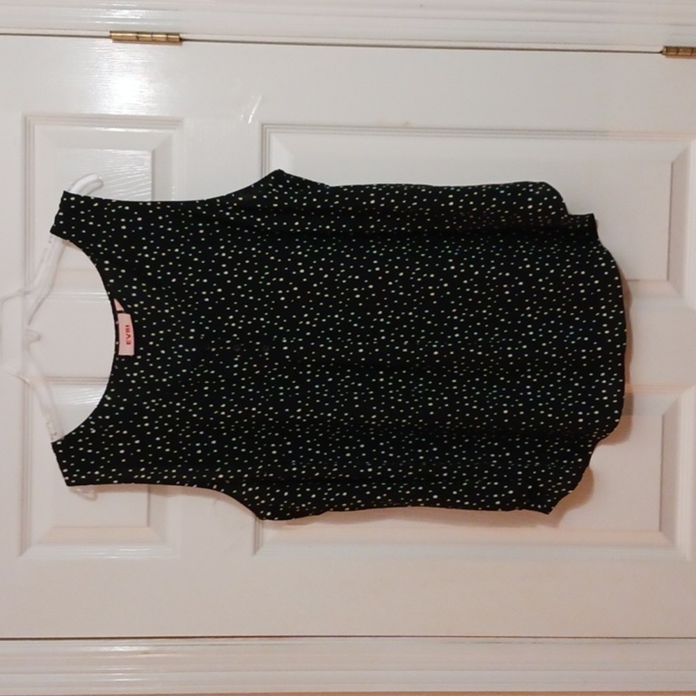 🌹EVRI plus sized black white polka dot print scoop neck sleeveless tank 1X